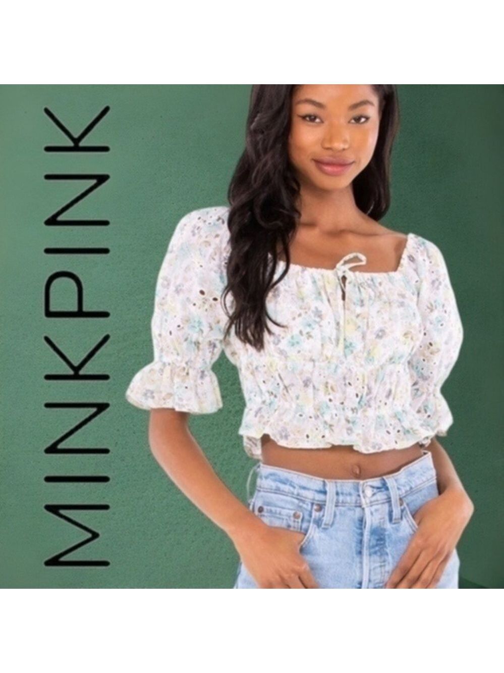 MINKPINK Women's Irwin Convertible Eyelet Top